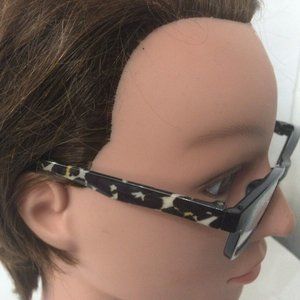 WOMENS READERS READING GLASSES BLACK W/ ANIMAL PRINT +200